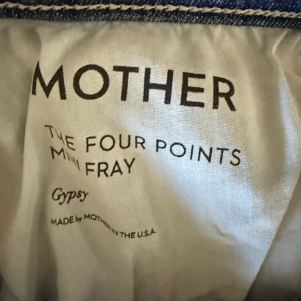 MOTHER Four Points Fray Denim Mini Skirt
